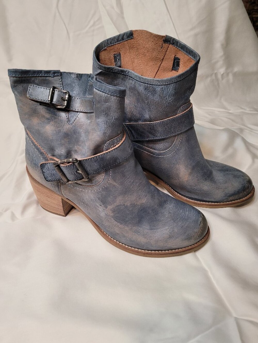 Cordani Western Boots in Distressed Denim Blue Made in Italy